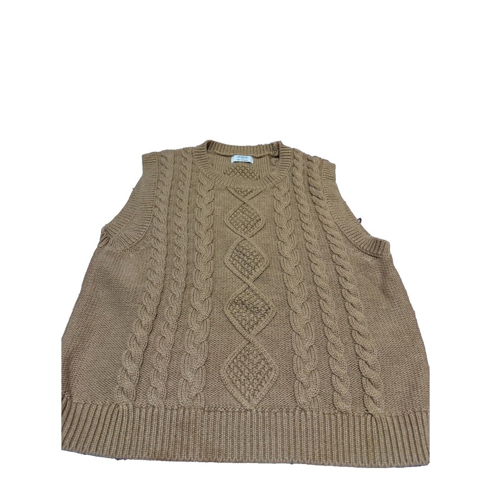 J. Crew Cable Knit Sweater Vest Size Small Brown Preppy Classic Cotton
